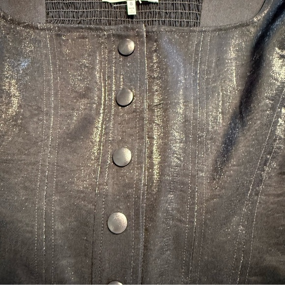 WAYF Black Cropped Corset Boning Button Up Top Sz Small Night Out Square Neck - Picture 5 of 8